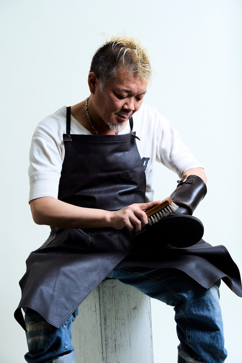 茶芯ソフトレザーハカマエプロン【6月30日頃出荷】