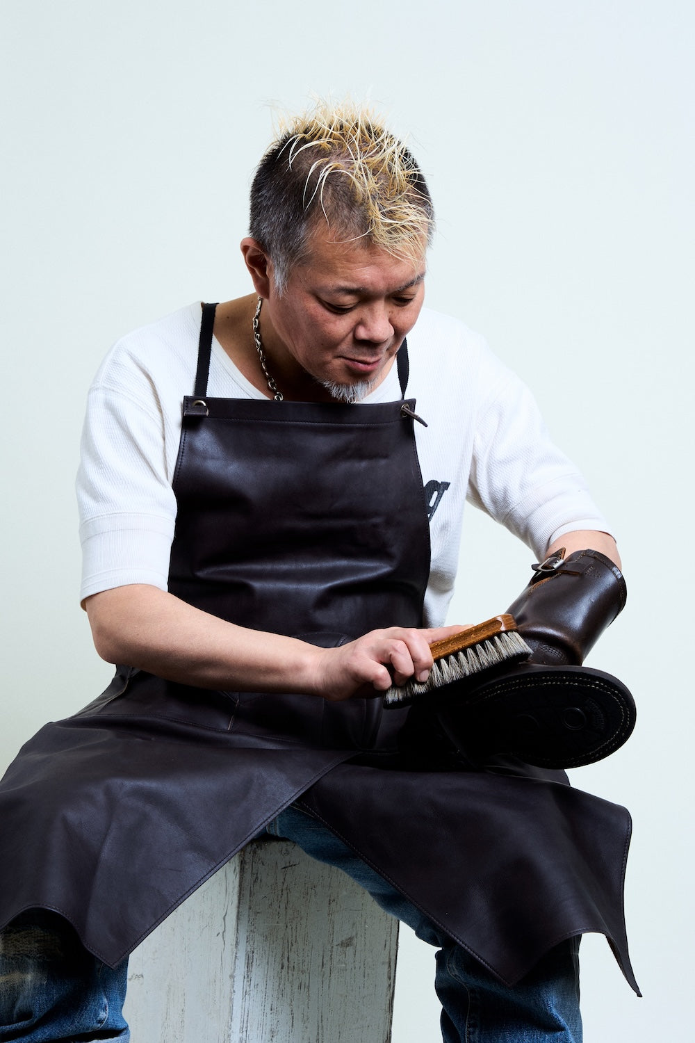 茶芯ソフトレザーハカマエプロン【6月30日頃出荷】