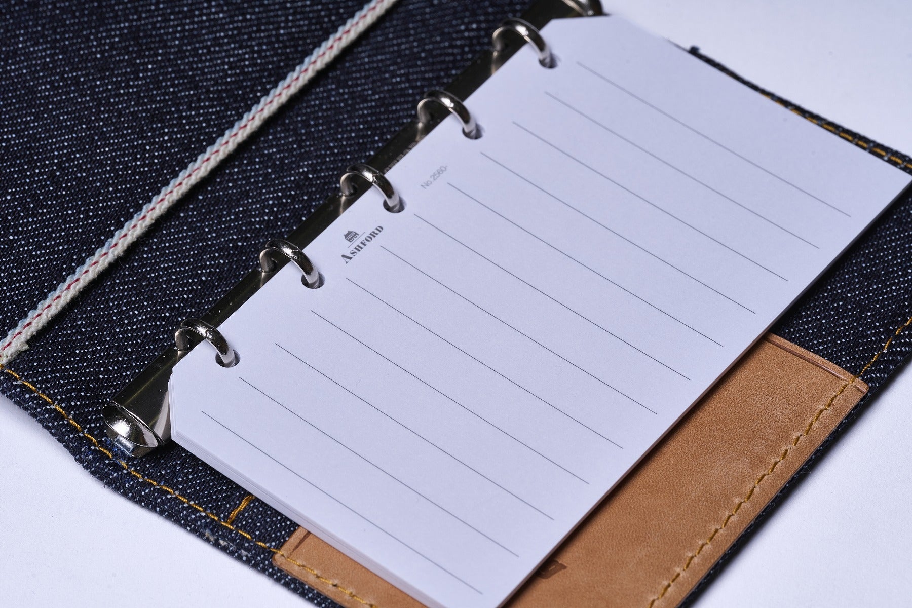 ASHFORD × Lightning セルビッジデニム システム手帳 マイクロ5(リフィル付き)