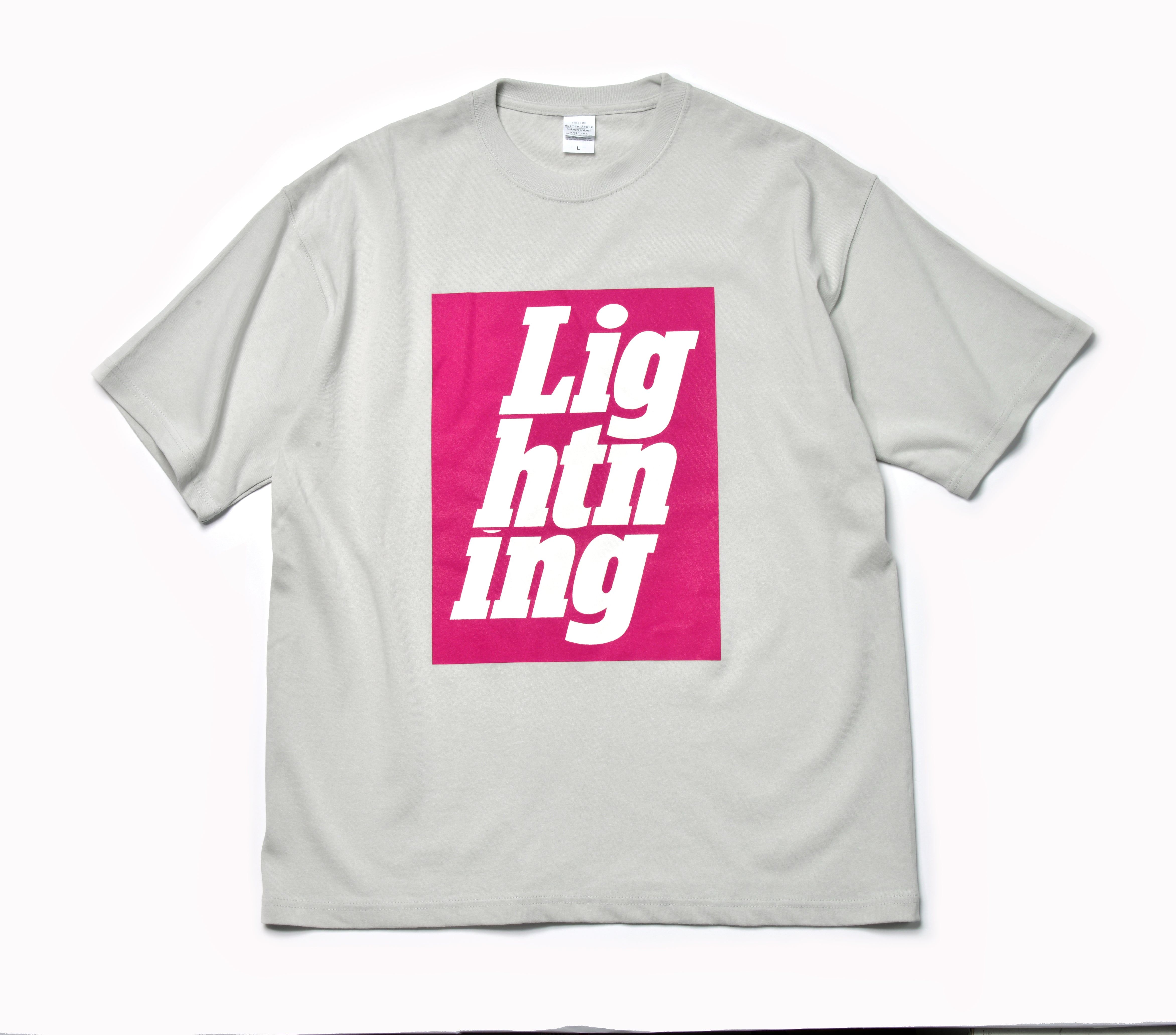 Lightningロゴ 9.1 オンス マグナムウエイト ビッグシルエットTシャツ(フロストグレーボディ)