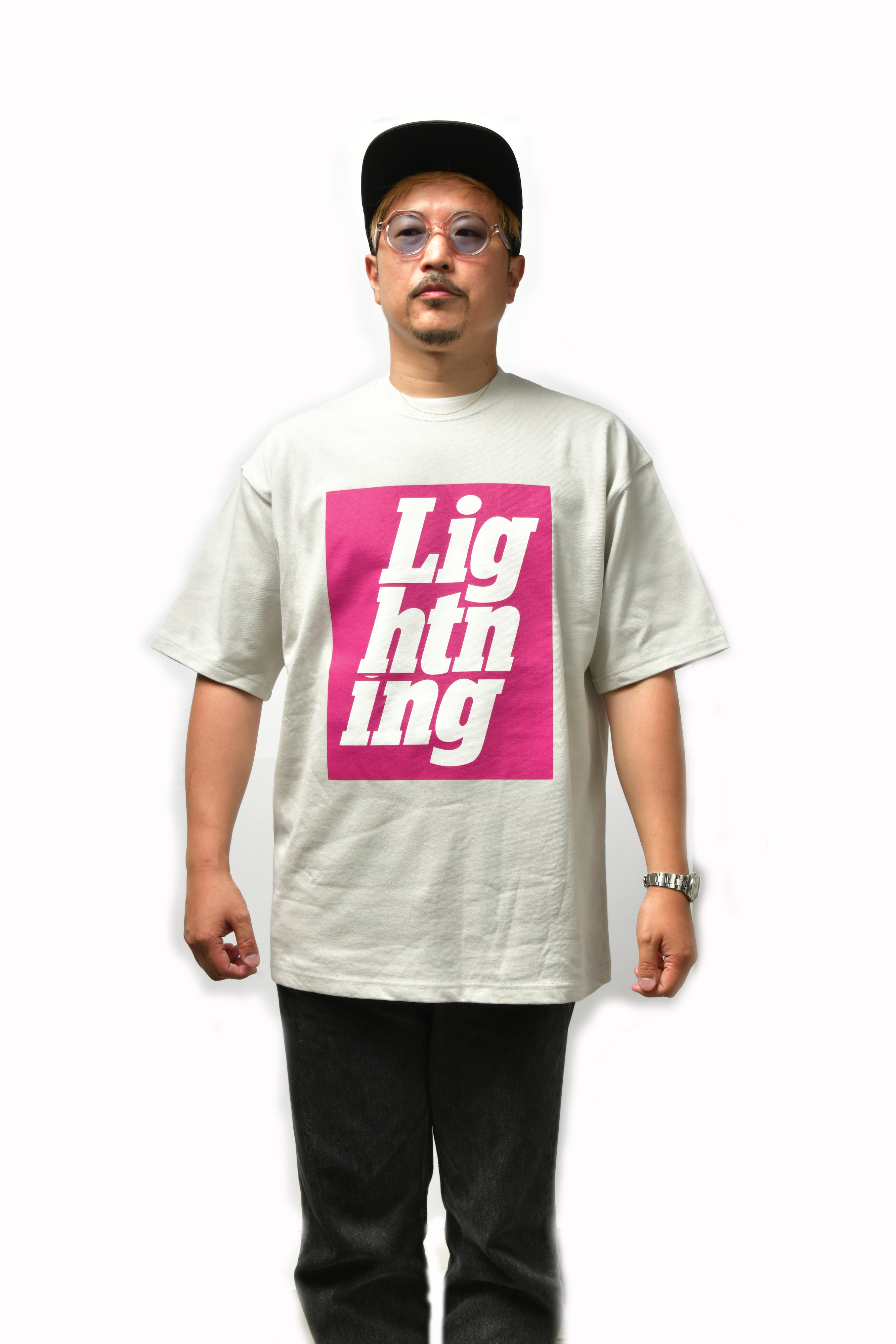 Lightningロゴ 9.1 オンス マグナムウエイト ビッグシルエットTシャツ(アシッドブルーボディ)