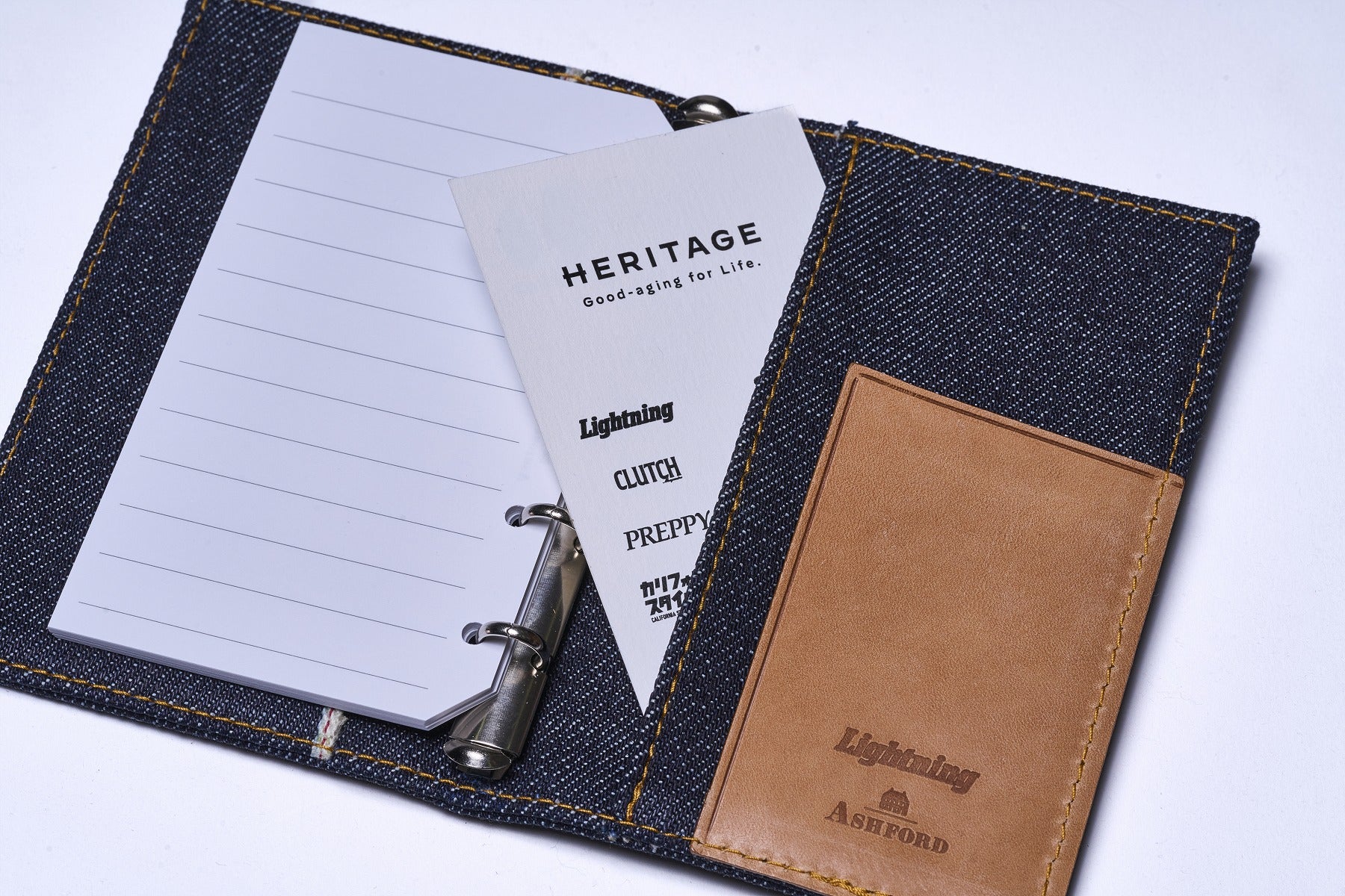 ASHFORD × Lightning セルビッジデニム システム手帳 マイクロ5(リフィル付き)