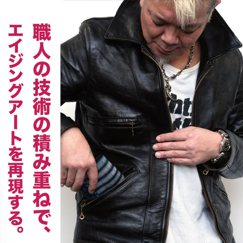 池田工芸 ×GUILDTOKYO× Lightning 『手染めデニム』クロコダイル「 L字ファスナーウォレット」【11月18日頃出荷】