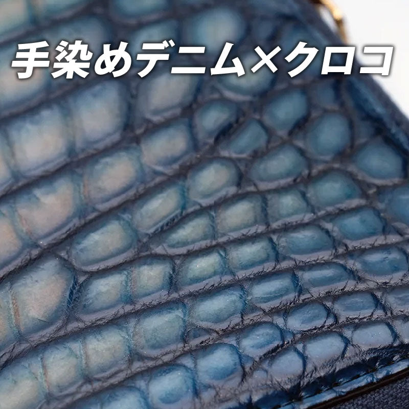 池田工芸 ×GUILDTOKYO× Lightning 『手染めデニム』クロコダイル「 L字ファスナーウォレット」【11月18日頃出荷】