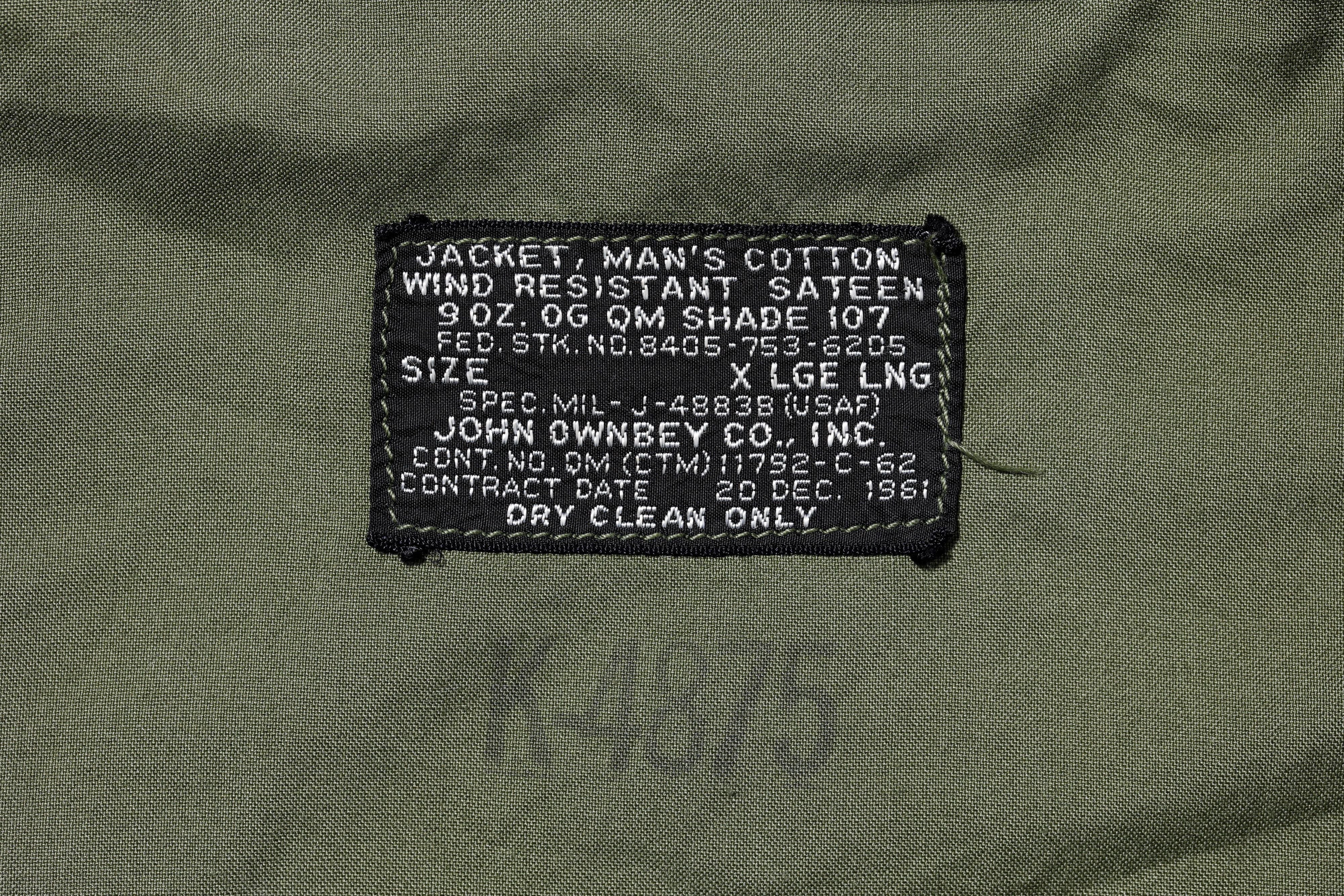 1961年 USAF JACKET,MAN'S COTTON WIND RESISTANT SATEEN