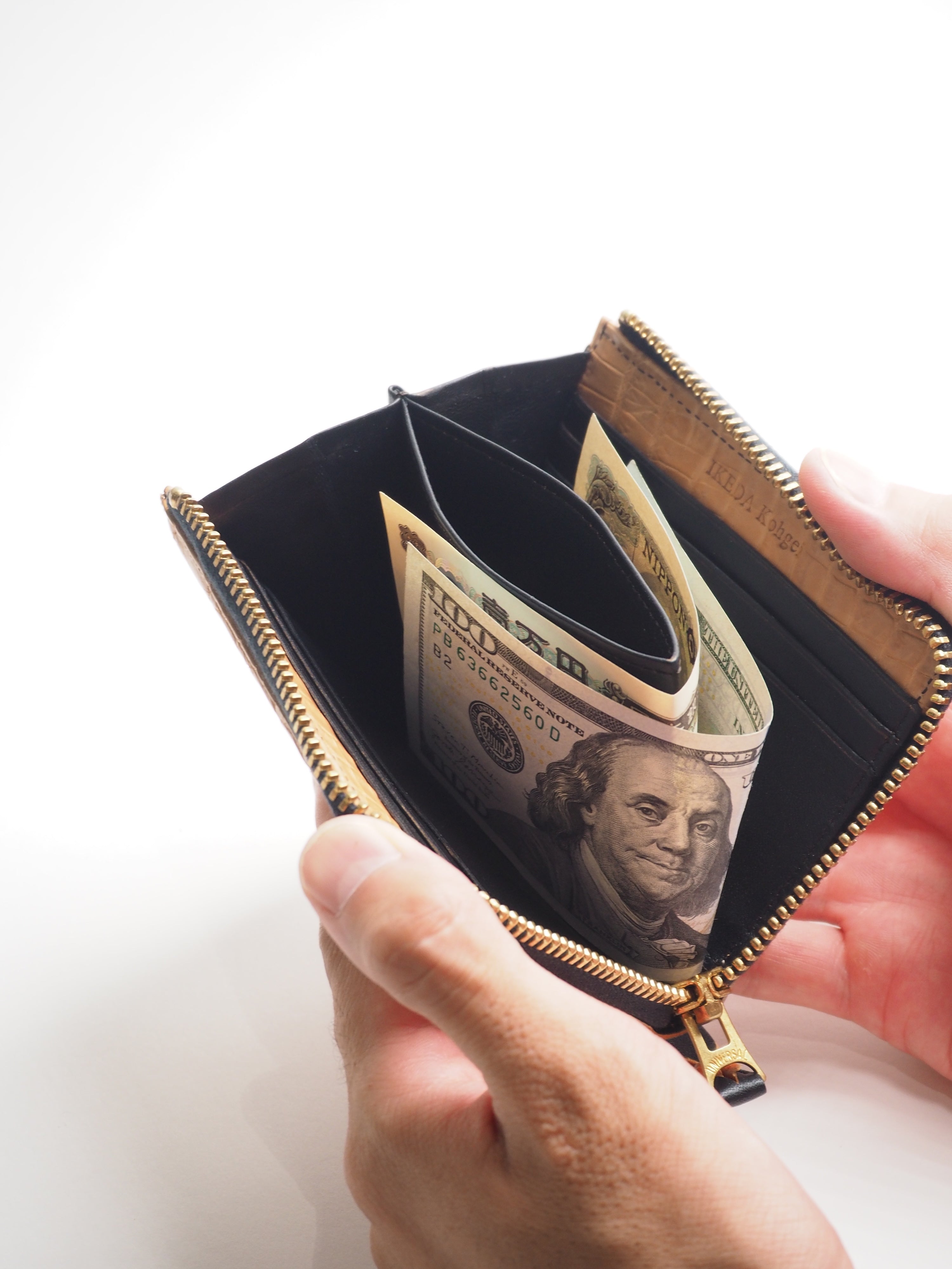 池田工芸 × Lightning「ヌメ革」クロコダイル L字ファスナーウォレット【公式オンライン限定】