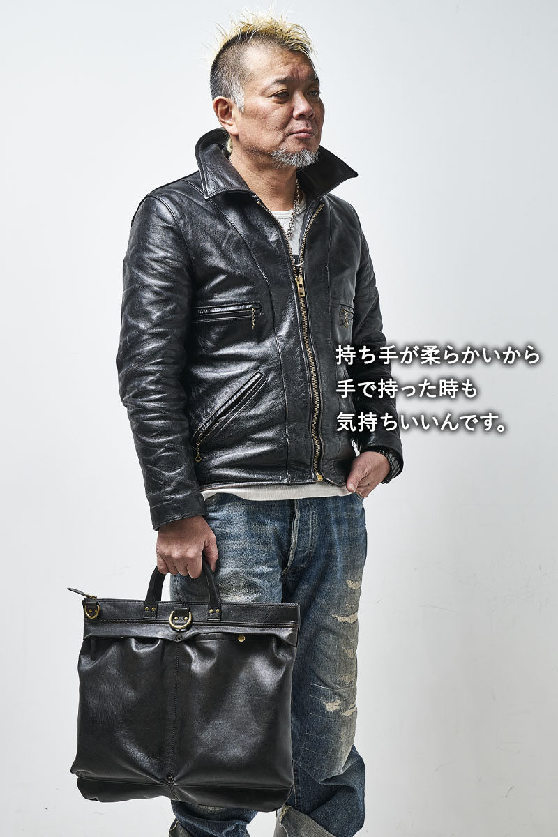 池田工芸 × Lightning 純国産「茶芯」ホースハイド T-Core Leather Lover Helmet Bag【公式オンライン限定】