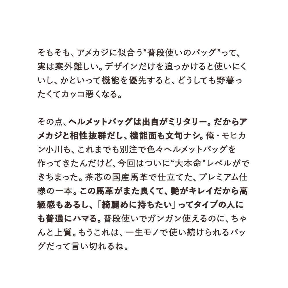 池田工芸 × Lightning 純国産「茶芯」ホースハイド T-Core Leather Lover Helmet Bag【公式オンライン限定】【8月24日頃出荷】