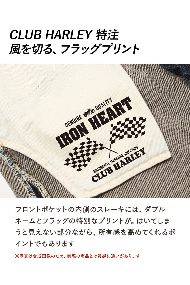 IRON HEART × CLUB HARLEY × Lightning 14ozセルビッチデニム ブーツカットジーンズ