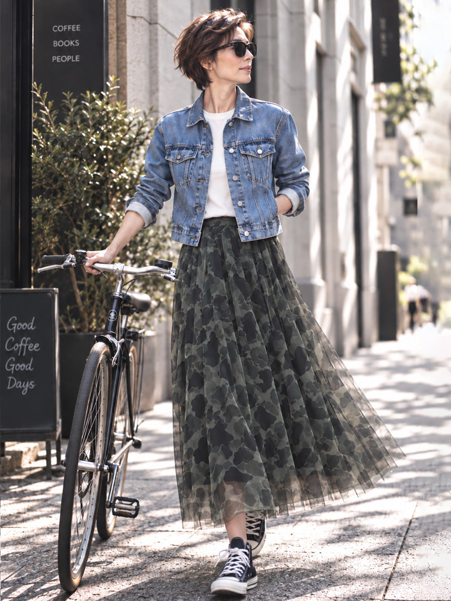 【抽選販売】MIL-GREEN 迷彩柄チュールスカート【12月17日頃出荷】