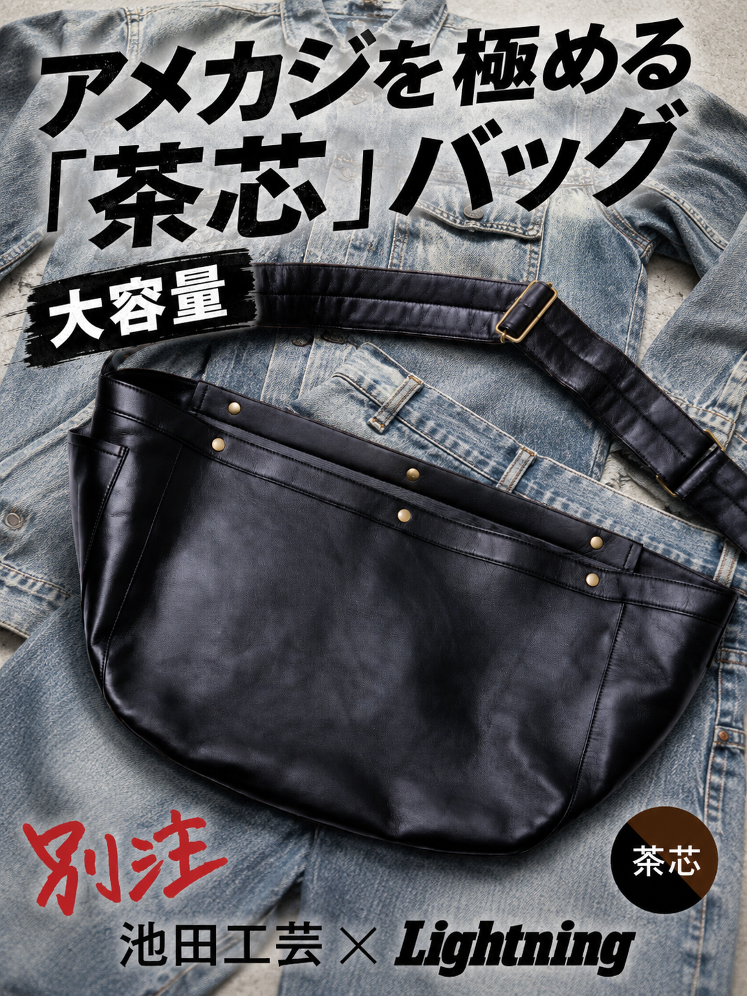池田工芸 × Lightning T-core Leather Lover Bag 茶芯ニュースペーパーバッグ【11月2日頃出荷】