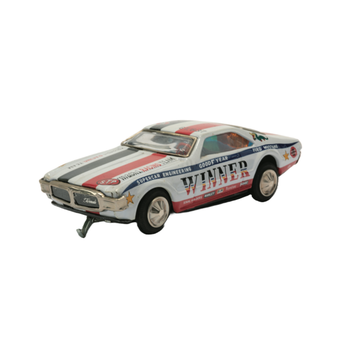 TAIYO社製／Mach1。MUSTANG。ブリキカー。【作動　凹みあり】。 1970's TAIYO VINTAGE TIN RUSHER FORD MUSTANG MACH1
