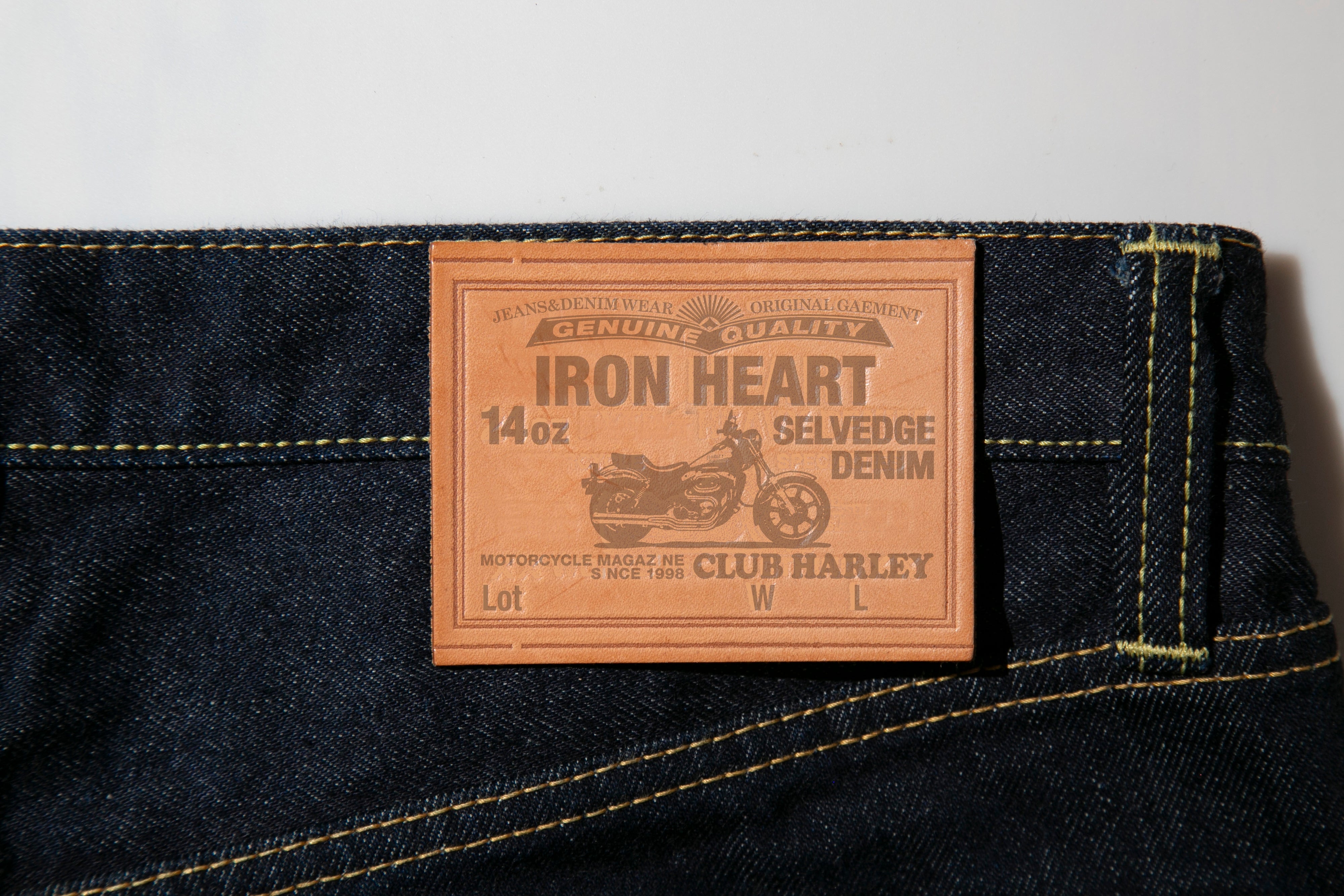 IRON HEART × CLUB HARLEY 14ozセルビッチデニム ブーツカットジーンズ