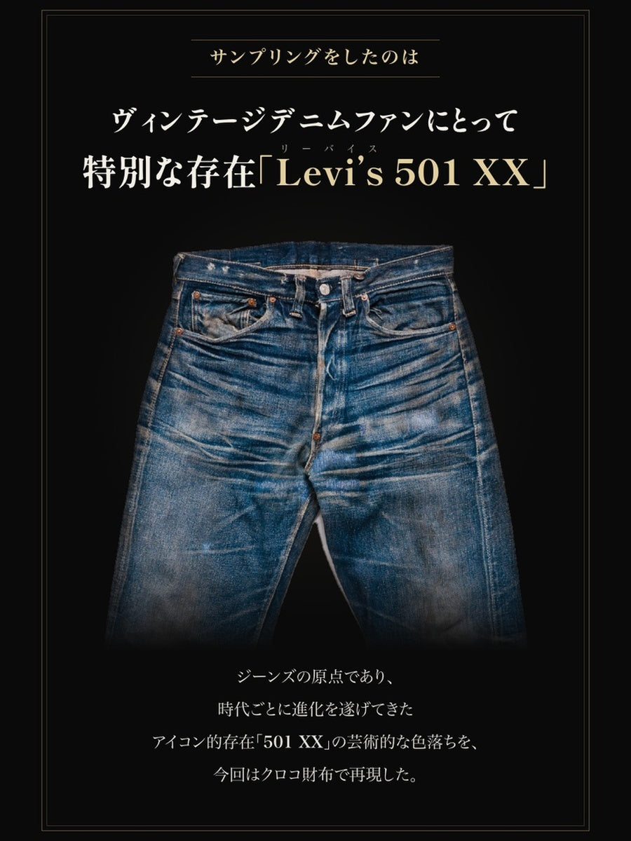池田工芸 ×GUILDTOKYO× Lightning 『手染めデニム』クロコダイル「 L字ファスナーウォレット」【2027年3月11日頃出荷】