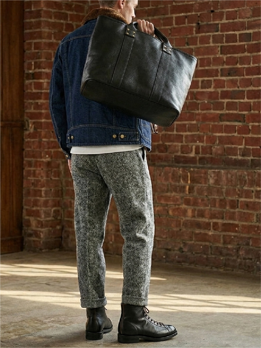 靴/バッグ 100%genuine lether bag MURA シュリンクレザー シンプル スマホポケット トートバッグ