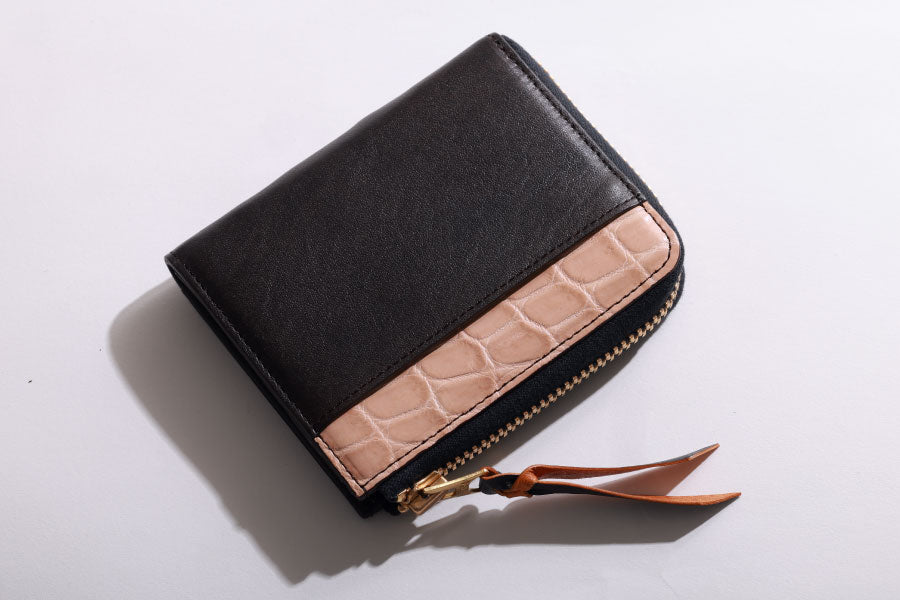 池田工芸 × Lightning 純国産「茶芯」ホースハイド×「ヌメ」クロコダイル L字ファスナー財布　T-Core Leather Lover wallet【公式オンライン限定】【10月9日頃出荷】