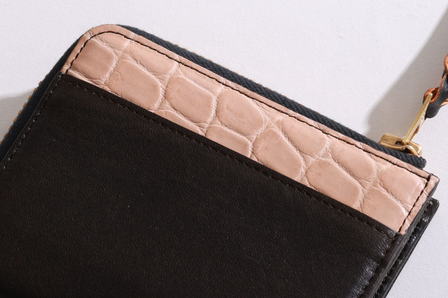 池田工芸 × Lightning 純国産「茶芯」ホースハイド×「ヌメ」クロコダイル L字ファスナー財布　T-Core Leather Lover wallet【公式オンライン限定】【10月9日頃出荷】