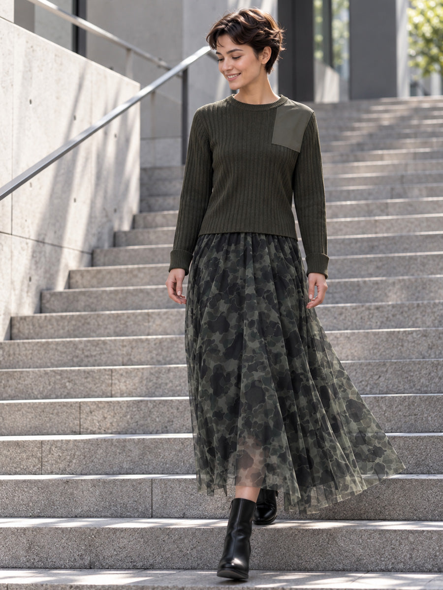 【抽選販売】MIL-GREEN 迷彩柄チュールスカート【12月17日頃出荷】