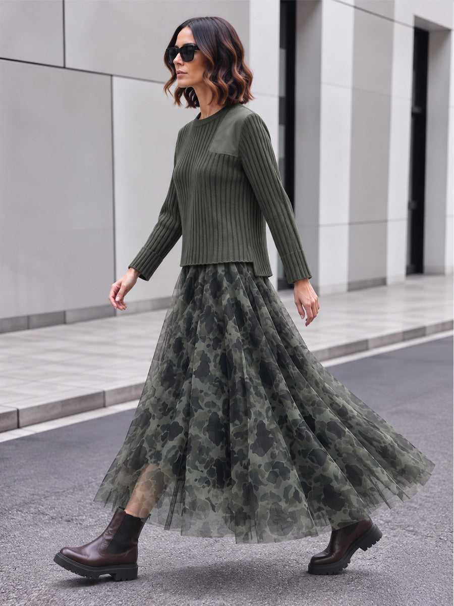【抽選販売】MIL-GREEN 迷彩柄チュールスカート【12月17日頃出荷】
