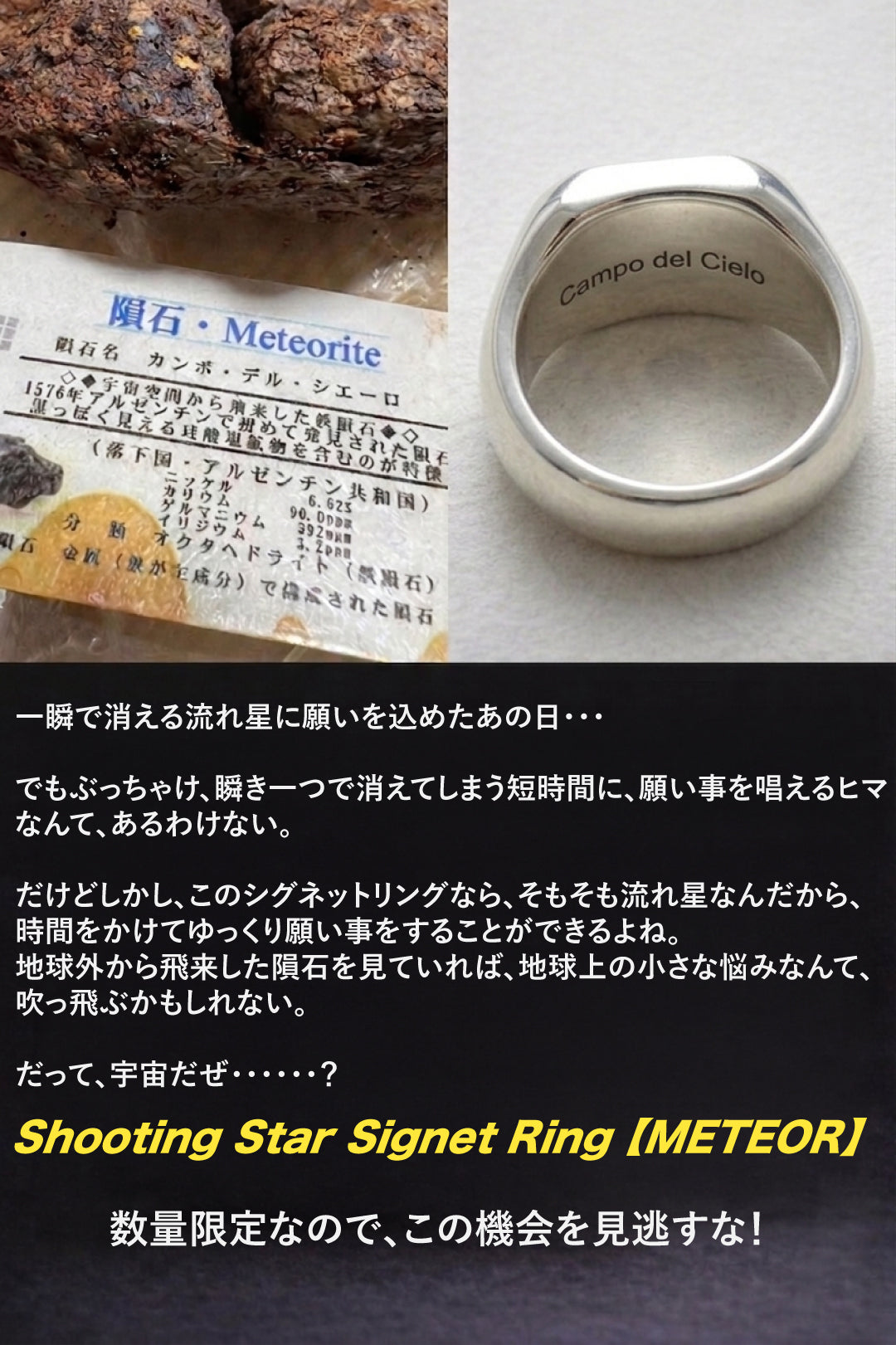 Shooting Star Signet Ring “METEOR”【8月7日頃出荷】