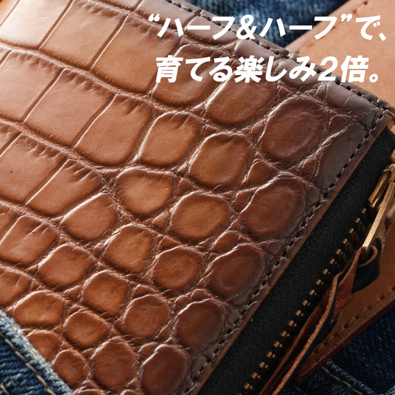 池田工芸 ×GUILDTOKYO× Lightning 「ヌメ革」手染めトーストクロコダイル「 L字ファスナーウォレット」【11月5日頃出荷】